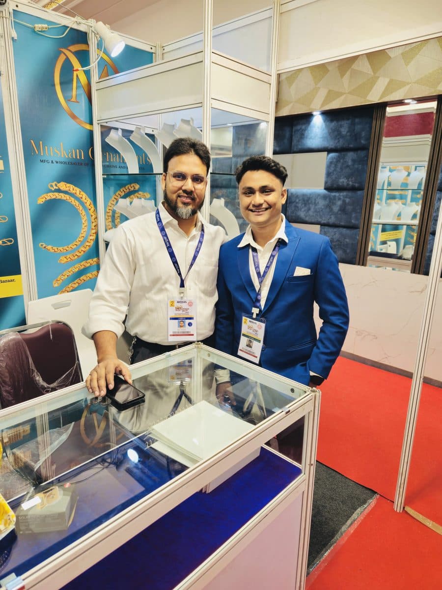Muskan Ornaments, valued Skill Alloy client and manufacturer of 22KT holo chains, at their exhibition stall